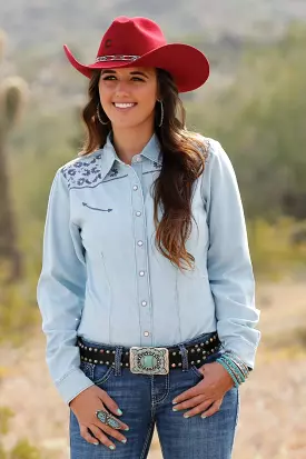 Women's Chambray Snap Long Sleeve Western Shirt