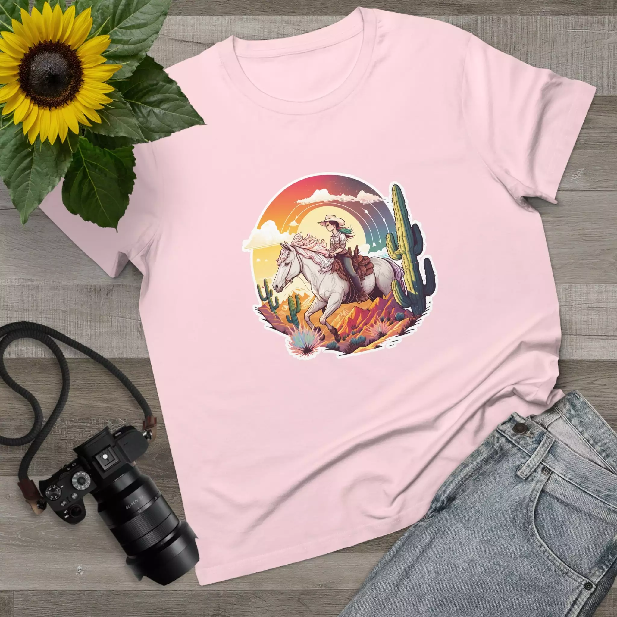 Women’s Sunset Cowgirl crew neck t-shirt