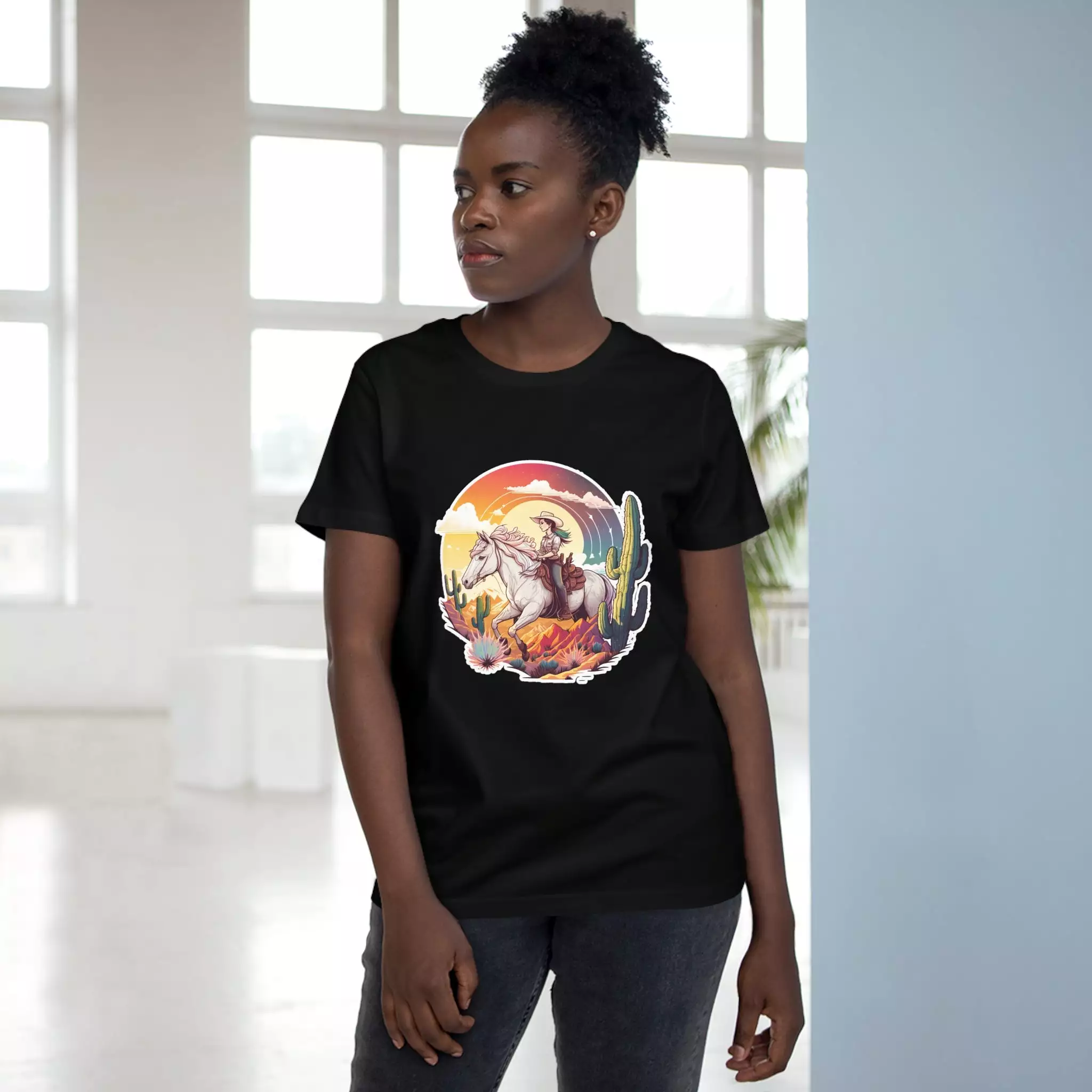 Women’s Sunset Cowgirl crew neck t-shirt