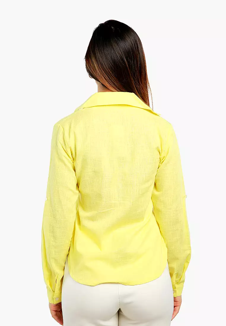 Woven Pocket Detail Shirt in Yellow