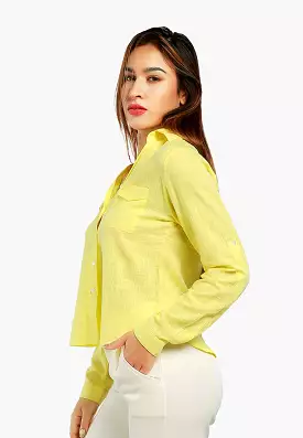 Woven Pocket Detail Shirt in Yellow