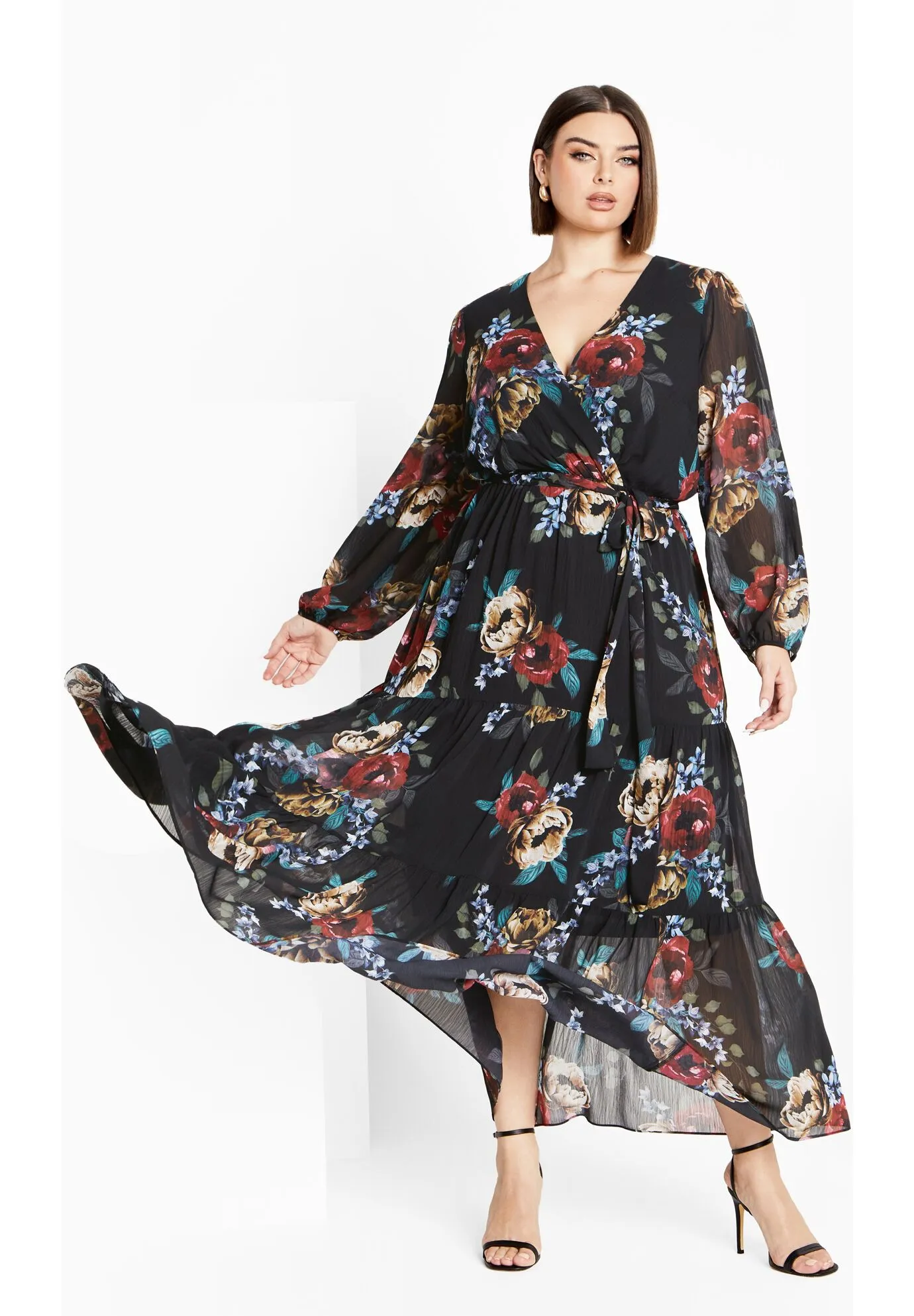 Xander Print Maxi Dress - black