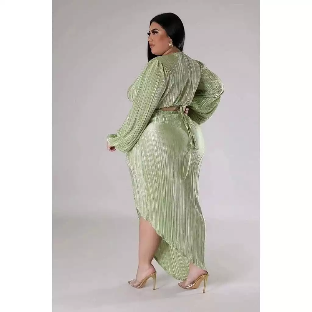 Yeah Night Out Bae Skirt Set-Green