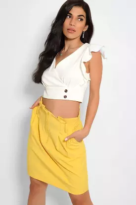 Yellow High Paperbag Waist Skirt