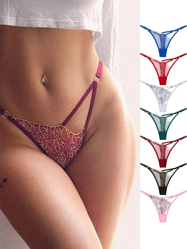 ZASUWA Female Embroidered Mesh Thongs